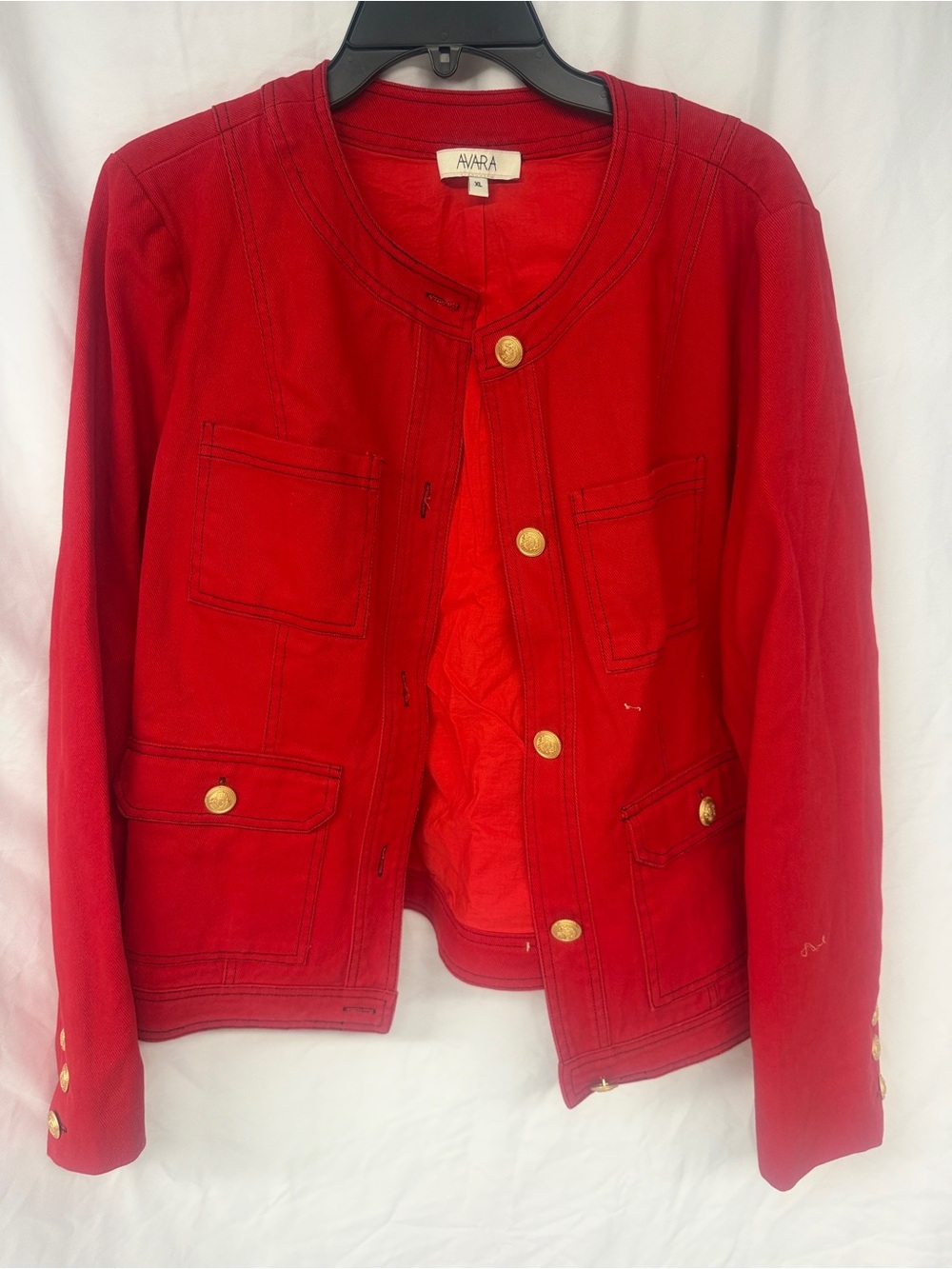 Avara Red Button-Front Women's Jacket